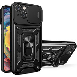 Hybrid Armor Camshield case for Motorola Moto G62 5G armored case with camera cover black