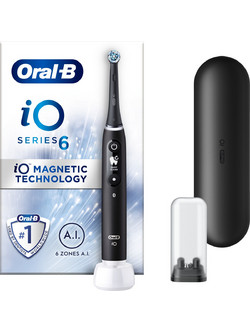 Oral-B iO Series 6 Black Lava Ηλεκτρική Οδοντόβουρτσα με Χρονομετρητή Αισθητήρα Πίεσης & Μαύρη Θήκη Ταξιδίου