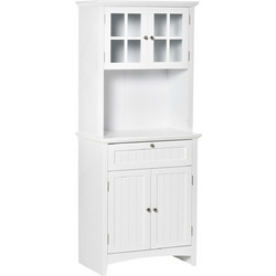 Μονάδα HOMCOM High Pantry με 2 Ντουλάπες, Ρυθμιζόμενα Ράφια και Επιφάνεια Στήριξης, σε MDF, 68,6x40x164 cm, Λευκό 835-343
