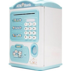 Piggy Bank Toy Electronic Mini ATM Παιδικός Κουμπαράς απομίμηση ΑΤΜ με Προσωπικό Κωδικό και Fingerprint Unlocking - Μπλε