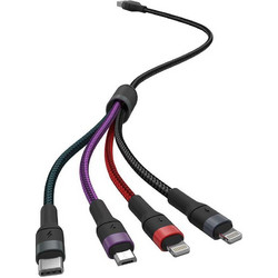 Καλώδιο Φόρτισης 1.2m 4σε1 USB σε Type C+USB σε Micro+USB σε 2 Lightning 2.4A Γρήγορης Φόρτισης Πολύχρωμο 7748 V-TAC