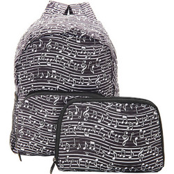 Eco Chic Music Mini E-G Σχολική Τσάντα Πλάτης Γυμνασίου - Λυκείου Μαύρη Λευκή 04WT