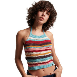 Superdry Γυναικείο Καλοκαιρινό Crop Top Πλεκτό Τιρκουάζ W6011572A-8RY