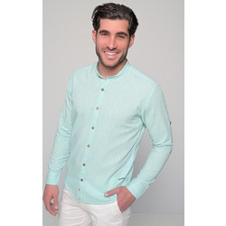Ben Tailor Reviera Ανδρικό Πουκάμισο Λινό Μακρυμάνικο Slim Fit με Mao Γιακά Πράσινο Mint