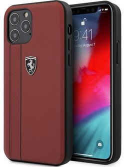 Ferrari Off Track Hard Leather Case with Embossed Stripes Θήκη προστασίας από γνήσιο δέρμα