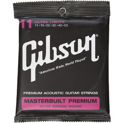 Gibson Masterbuild Premium Σετ 6 Χορδές Ακουστικής Κιθάρας 80/20 Bronze 11-52" Extra Light Tension