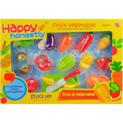 Σετ Παιχνίδι με Λαχανικά και φρούτα διαίρεσης 15 τεμαχίων, Set Velcro Vegetables - Aria Trade
