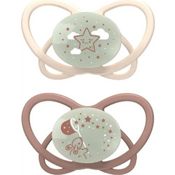 Nip First Moments Butterfly Night Ορθοδοντικές Πιπίλες Σιλικόνης 0-6m Ροζ 2τμχ