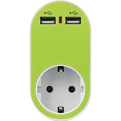 ΑΝΤΑΠΤΟΡΑΣ ΣΟΥΚΟ ΜΕ 2 USB ΠΡΑΣΙΝΟ ΜΕ ΠΡΟΣΤΑΣΙΑ ΕΠΑΦΩΝ