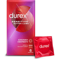 Durex Sensitive Extra Lube Προφυλακτικά Λεπτά με Λιπαντικό 6τμχ