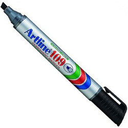 Artline Μαρκαδόρος Ανεξίτηλος και Αδιάβροχος Permament EK-109 xylene free Μαύρο πλακέ μύτη 5mm με καπάκι