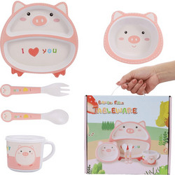 BabyCloud Βρεφικό Σετ Φαγητού Bamboo Pig Pink 5τμχ