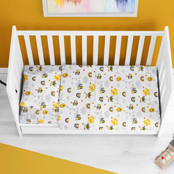 Dimcol Honey Bee 545 Σετ Βρεφικά Σεντόνια Κούνιας Βαμβακερά 120x160 Yellow