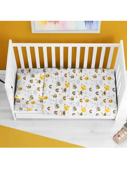 Dimcol Honey Bee 545 Σετ Βρεφικά Σεντόνια Κούνιας Βαμβακερά 120x160 Yellow