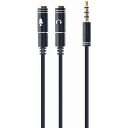 Cablexpert 3.5 mm audio + microphone adapter cable 0.2m metal connectors Black CCA-417M