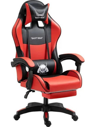 YT-727 Καρέκλα Gaming Δερματίνης με Υποπόδιο Μαύρη Κόκκινη