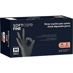 Bournas Medicals Soft Care Fine Γάντια Νιτριλίου Μαύρα 100τμχ