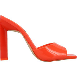Nine West HAVEIT3 Γυναικεία Πέδιλα Λουστρίνι Πορτοκαλί με Λεπτό Ψηλό Τακούνι