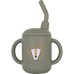 BabyCloud Ποτηράκι με Καλαμάκι Σιλικόνης Lion Grey 120ml