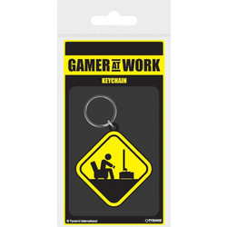 Gamer At Work Rubber Keychain Caution Sign 6cm