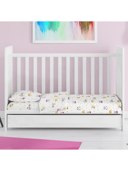 Dimcol Sweet Dreams 553 Βρεφικό Σεντόνι Κούνιας Βαμβακερό με Λάστιχο 70x140+15 White/Pink