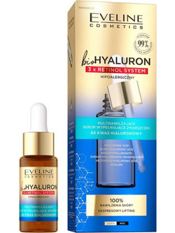 Eveline BioHyaluron 3xRetinol System Multi-Moisturizing Wrinkle Filling Αντιγηραντικό Ενυδατικό Serum Προσώπου με Ρετινόλη & Υαλουρονικό 18ml