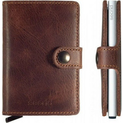 Secrid Miniwallet Original Δερμάτινο Unisex Πορτοφόλι Καρτών με RFID και Μηχανισμό Slide Vintage Καφέ