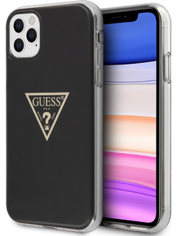 Guess Metallic Triangle Glitter Logo Back Cover Black (iPhone 11 Pro Max)