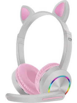 AKZ-K23 Ασύρματο Gaming Headset On Ear Grey Pink