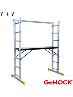 GeHOCK Διπλή Σκάλα Αλουμινίου 2x7 Σκαλοπάτια 59-617007