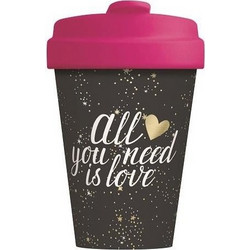 Chic Mic Ποτήρι Bamboo με Καπάκι All Υou Need is Love 400ml BCP300