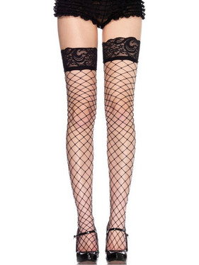LEG AVENUE - FISHNET BLACK LACE STOCKINGS