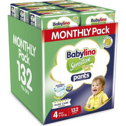 Babylino Sensitive Cotton Soft Pants Monthly Pack Πάνες Βρακάκι No4 7-13kg 132τμχ