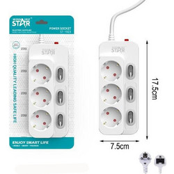 Πολύπριζο Ασφαλείας 3 Θέσεων Λευκό Winstar ST-1023 - Winstar
