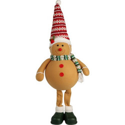 Λούτρινο Χριστουγεννιάτικο Παιχνίδι Gingerbread με Φως από Πολυεστέρα, X-mas Deco Πράσινα παπούτσια - Aria Trade