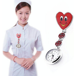 Smile Style Portable Alloy Nurse Round Quartz Wristwatch Watch with Pin(Red) (OEM)