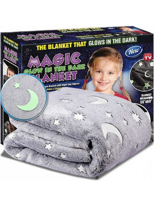 Κουβέρτα Fleece Αστέρια 120x150εκ. Φωσφορίζουσα Γκρι