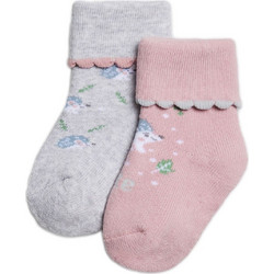 Ysabel Mora Βρεφικές Κάλτσες Ισοθερμικές Σχέδια - 2 Ζεύγη Γκρι-Ροζ