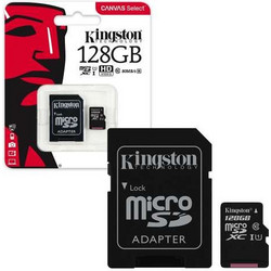 Kingston Canvas Select microSDXC 128GB Class 10 U1 V10 UHS-I A1 + Adapter