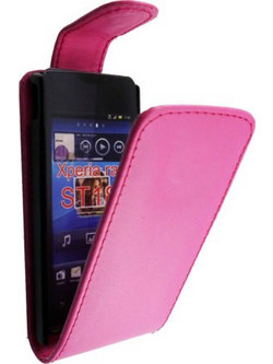 Sony Ericsson Xperia Ray ST18i Δερμάτινη Θήκη Flip Φούξια SEXRST18ILFCM OEM