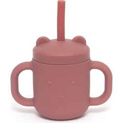 Petit Monkey Ποτήρι Σιλικόνης με Καλαμάκι Mahogany Rose 175ml