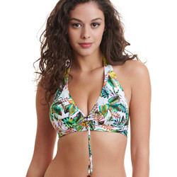 ERKA MARE Bikini Top Τριγωνάκι Floral Λευκό Πράσινο 23203