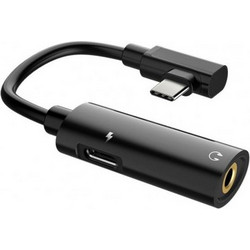 Αντάπτορας Hoco LS19 2 σε 1 USB-C σε USB-C Θηλυκό και 3.5mm 1.5A Θηλυκό Μαύρο