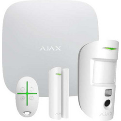 Ajax StarterKit Cam White Ασύρματο Σύστημα Συναγερμού με 1 Κάμερα, 1 Ανιχνευτή Κίνησης, 1 Αισθητήρα Πόρτας, 1 Τηλεχειριστήριο, Κέντρο (GSM / Ενσύρματο)