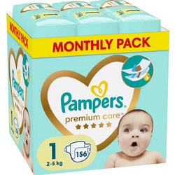Pampers Premium Care Monthly Pack Πάνες No1 2-5kg 3x52τμχ