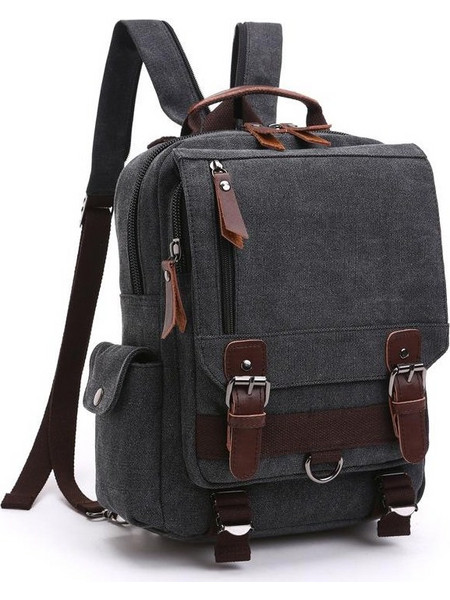 Outdoor Travel Messenger Canvas Chest Bag, Color: Black Backpack