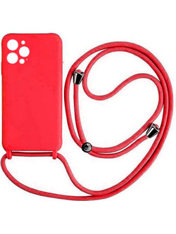 Back Cover Σιλικόνης με Λουράκι για iPhone 12 Pro Κόκκινο
