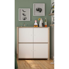 Matis ντουλάπι αποθήκευσης με 4 πόρτες 100x40x100εκ. Natural Chestnut / Λευκό