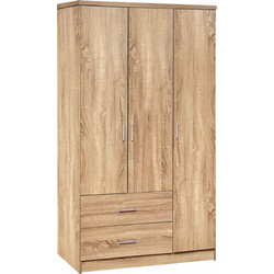 HomeMarkt Τρίφυλλη Ντουλάπα Ρούχων Caesar Sonoma 89x42.5x181cm HM340.02