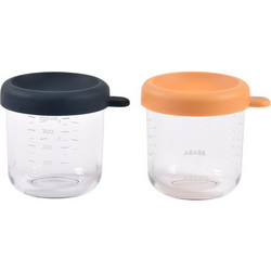 Beaba Γυάλινα Δοχεία αποθήκευσης φαγητού 2τεμ 250ml Night Blue/Honey BR78717